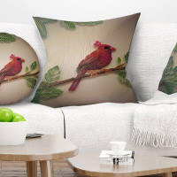 Made in Canada - East Urban Home Floral Paper Quilling of Cardinal Bird Pillow