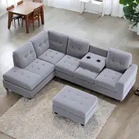 Hokku Designs Jessalynn L-Shaped Couch Sectional Sofa