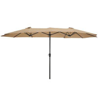 Arlmont & Co. Patio Umbrella Double-Sided Rectangular Polyester Weather-resistant Market Umbrella for Beach