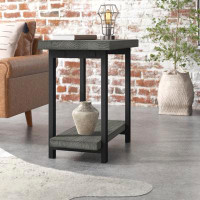 Steelside™ Pomona 27" Wide Rustic Industrial Solid Wood And Metal Frame Rectangular End Table With A Shelf