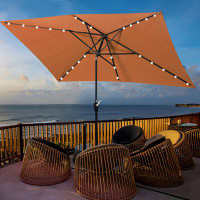 Arlmont & Co. Neance 10' x 6.5' Rectangular Lighted Market Sunbrella Umbrella