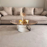 LORENZO Light luxury modern round tempered glass coffee table