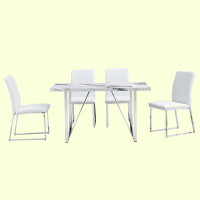 Ivy Bronx Dining Table Chairs Set For 4, Rectangular Dining Room Table Set, Faux Marble Modern Dining Table & Leather Ch