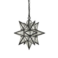 Latitude Run® Moravian Star Pendant Light With Seeded Glass Shade Hanging Chain 13 Inch