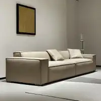 Crafts Design Trade 94.09" Coffee Genuine Leather Modular Sofa cushion couch