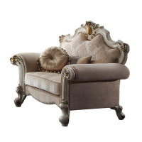 Rosdorf Park Kiptin Beige and Antique Pearl Chair with 2 Pillow