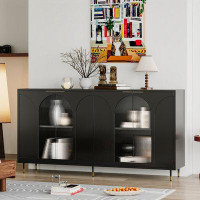 Mercer41 Accent Cabinet Black Lacquered Wooden Cabinet