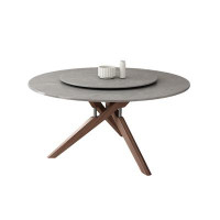 Orren Ellis Ash wood round table rock table modern simple solid wood rock table with turntable