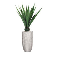 Vintage Home Freeport Park® Artificial 68" High Artificial Faux Agave With Fiberstone Planter For Home Decor