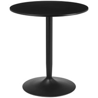 ROUND DINING TABLE FOR 2, MODERN KITCHEN TABLE WITH PAINTED TOP AND STEEL BASE FOR LIVING ROOM, DINING ROOM, BLACK