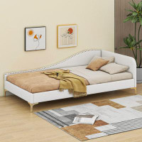 Cosmic Upholstered Daybed with Headboard and Armrest, Support Legs
