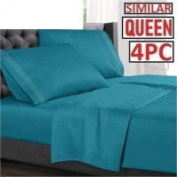 LUXURY 4PC BED SHEET SET QUEEN HA-1124Q 552456676 TURQUOISE ULTRA SOFT WRINKLE FREE DEEP POCKETS BEDDING SHEETS BEDROOM