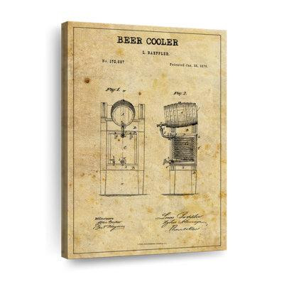 Williston Forge Beer Cooler Patent Canvas Print in Other