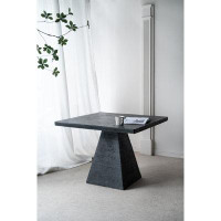 Wade Logan Cement Square Dining Table with Pedestal Base - 40" x 40" x 29.5" - Black