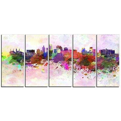 Made in Canada - Design Art Kansas City Skyline Cityscape 5 Piece Painting Print on Wrapped Canvas Set in Arts & Collectibles
