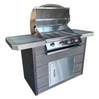 Cal Flame 4-Burner Gas Grill With 7 Ft. Synthetic Wood And Tile BBQ Island