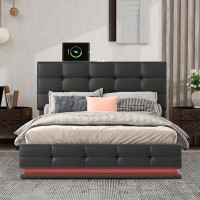 Latitude Run® PU Upholstered Platform Bed with Hydraulic Storage System and USB Charger