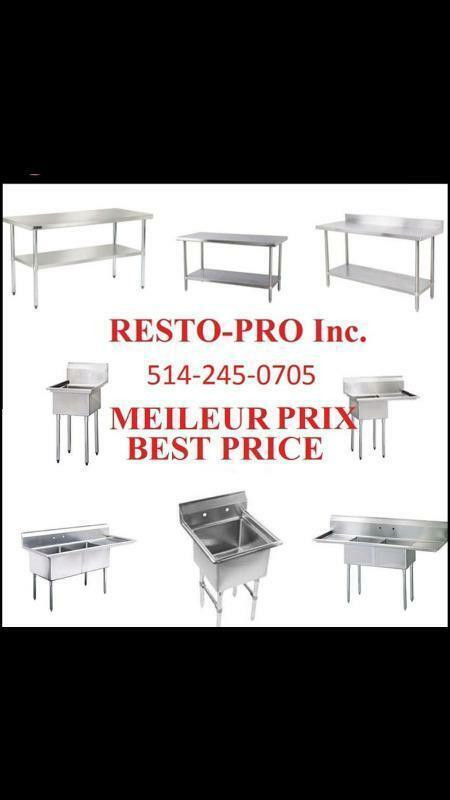 **MEILLEUR PRIX** Table de Travail, Evier Inox. Stainless Steel Work Tables, Sinks. in Industrial Kitchen Supplies in City of Montréal - Image 2