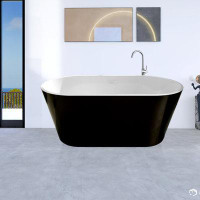 Smartmonkey Modern Minimalist Design Oval Acrylic Soaking Bathtub With Overflow Hole And Metal Frame, For Bathroom Use