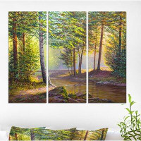 East Urban Home 'Colourful Summer Sunset with Watefall' Forest Landscapes Photographic on Wrapped Canvas set - 36x28 - 3