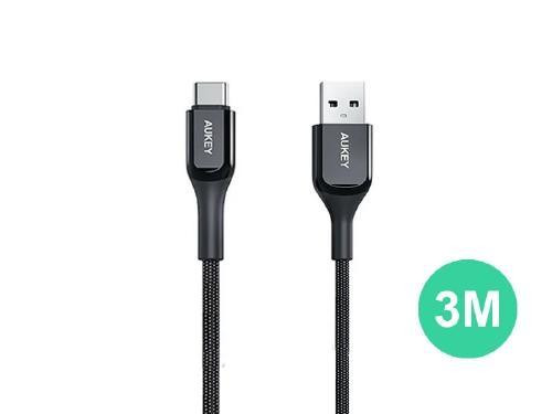 Aukey USB-A to USB-C Charging and Data Cable - 3 Meters (9.8 ft.) - Black dans Accessoires pour cellulaires