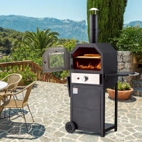 Vicluke Steel Freestanding Propane Gas Pizza Oven in Black