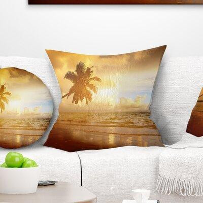 East Urban Home Seascape Beautiful Palms at the Caribbean Beach Pillow in Bedding