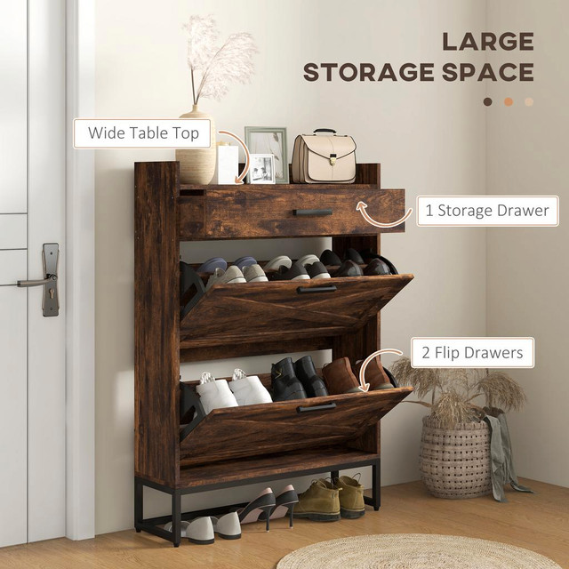 Shoe Cabinet 31.5" W x 9.4" D x 45.3" H Rustic Brown in Storage & Organization - Image 4