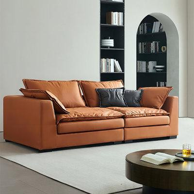 Fortuna Femme 86.61" Orange Technology cloth Modular Sofa cushion couch in Couches & Futons
