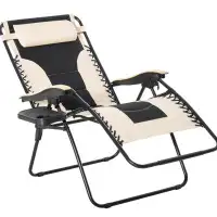 Winston Porter Foldable Outdoor Lounge Chair With Footrest, Oversized Padded Zero Gravity Lounge Chair