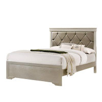 Red Barrel Studio Modern 1Pc Beige Champagne Finish Queen Size Panel Bed