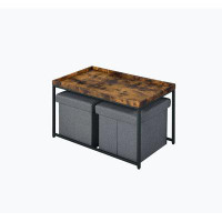 Lipoton Weathered Oak Wood Grain 3 Piece Coffee Table Set