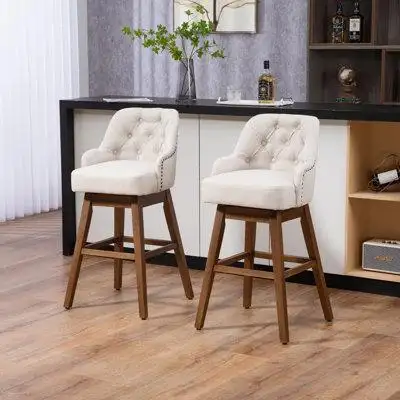 Wildon Home® Bar Stools Set of 2 Counter Height Chairs with Footrest for Kitchen