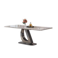 Orren Ellis Rock Plate Table Italian Rectangular Dining Table Modern Simple Light Luxury Dining Table