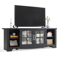 Red Barrel Studio Entertainment Centre with Glass Door Storage Cabinet And Adjustable Shelves