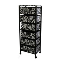 Latitude Run® Zebra Black And White Rolling Six Drawer Tower Organizer