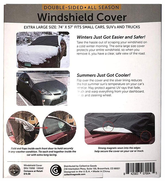ALL SEASON MAGNETIC WINDSHIELD COVER -- No More Scraping Ice on Cold Mornings!   Amazing Price! in Other Parts & Accessories - Image 2
