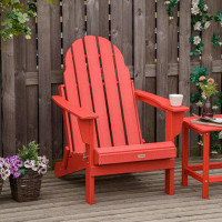 Highland Dunes Folding Adirondack Chair, Faux Wood Patio & Fire Pit Chair, Weather Resistant HDPE For Deck, Outside Gard