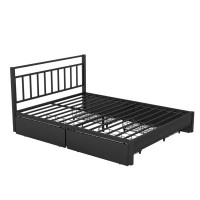 Latitude Run® King Size Storage Platform Bed with 4 Drawers, Black