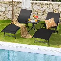 Latitude Run® Latitude Run® Set Of 2 Foldable Patio Chaise Lounge W/ 5-level Backrest Outdoor Recliner Chair