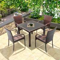Wildon Home® Outdoor Rattan  Table And Chairs