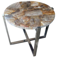AFD Home Table Petrified Slab With Stainless Leg Ptr150a