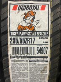 4 Brand New Uniroyal Tiger Paw GTZ All Season 2 235/55R17 All Season Tires $50 REBATE!!! *** WallToWallTires.com ***