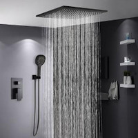 Ceiling Mounted Combo Set Shower Faucet with Valve Body & Trim. (Rainfall Concealed Shower System w 3-Function Handheld