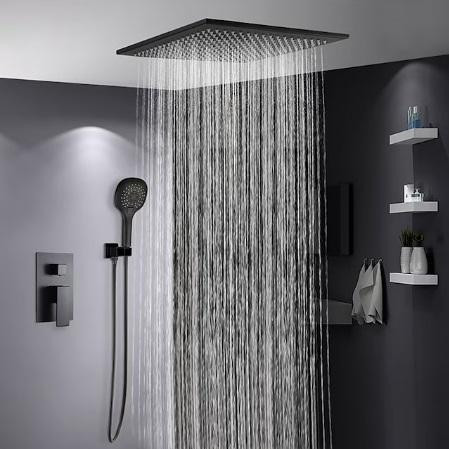 Ceiling Mounted Combo Set Shower Faucet with Valve Body & Trim. (Rainfall Concealed Shower System w 3-Function Handheld in Plumbing, Sinks, Toilets & Showers