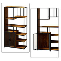17 Stories Vintage style bookshelf with left side cabinet and open storage compartment