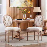 One Allium Way Set Of 2 French Dining Chairs With Upholstered Fabric And Rubber Legs
