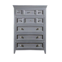 Benjara Lile 50 Inch Tall Dresser Chest, 6 Drawer, Crown Moulding, Solid Wood
