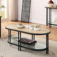 17 Stories Brantley Coffee Table In  & Sandy Black Finish LV