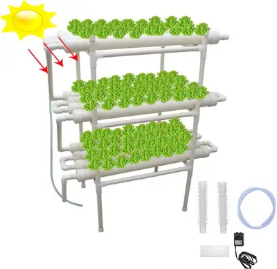 Hydroponic Grow Kit Plant Growing System for Leafy Vegetables 8 Pipes 2 Layers 72 Sites 141122